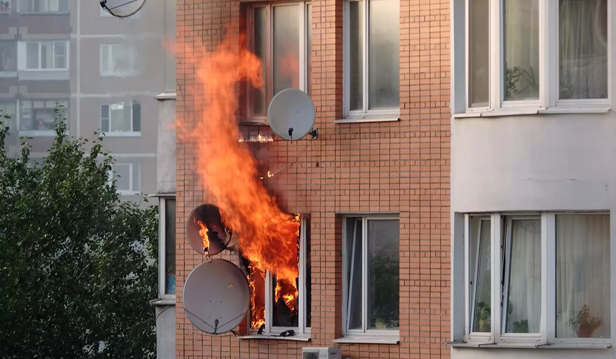 An image of a burning building.