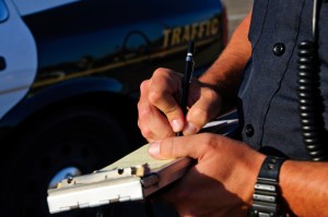Police officer writing a ticket