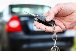 Unlocking a car with keys