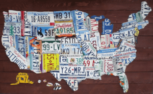 Map of United States using license plates