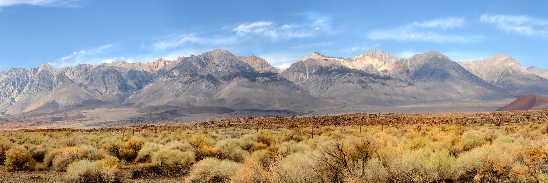 Panorama of the southern tip of the Sierra Nevada Mountains
