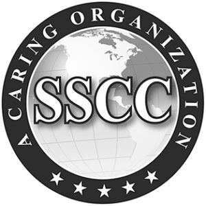 black and white globe logo for sscc